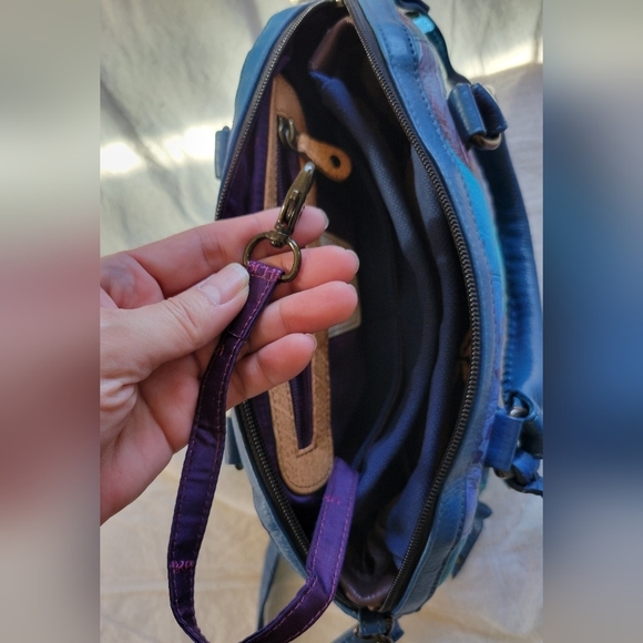 Anuschka | Pretty Blue Multicolor Tropical Floral Convertible Satchel (OS) - Picture 15 of 16